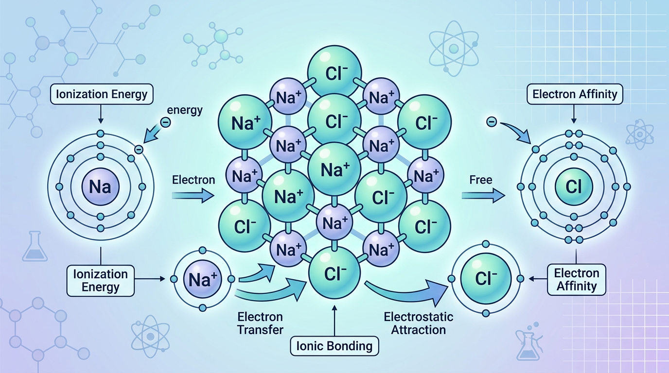 အိုင်းယွန်းနစ်ဓာတုစည်းနှောင်မှု (Ionic Bonding) နှင့် Ionisation Energy၊ Electron Affinity တို့၏ အခြေခံသဘောတရားများ